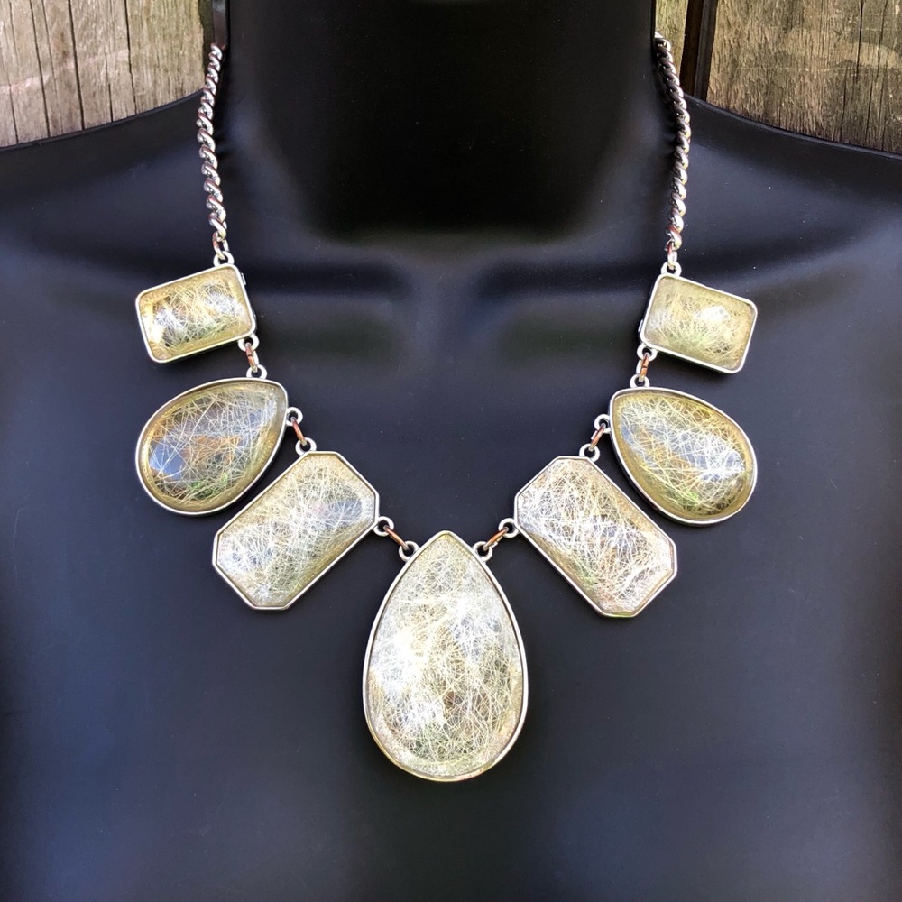Large Neutral Gem Statement Necklace - image 1